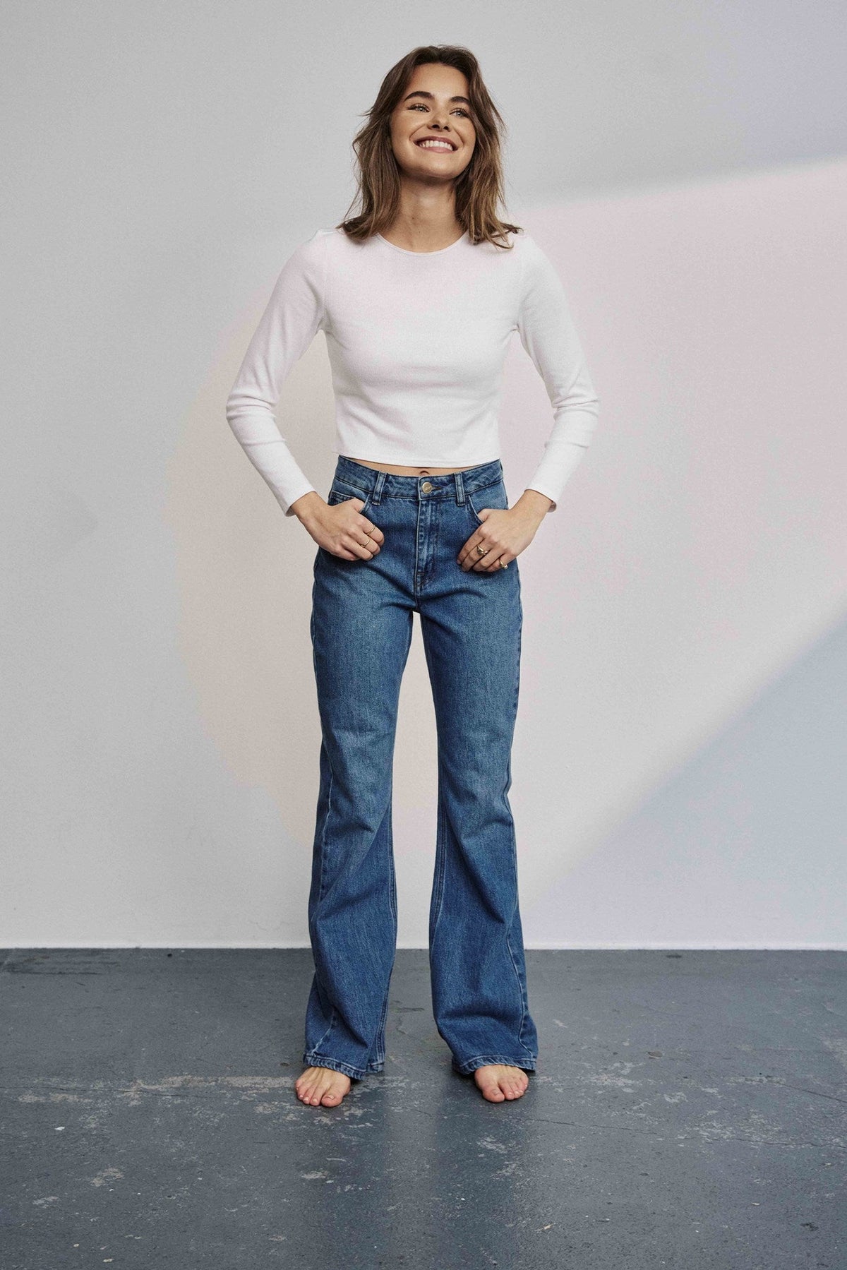NULONDON JEANS LONG - Med. Blue Washed Denim