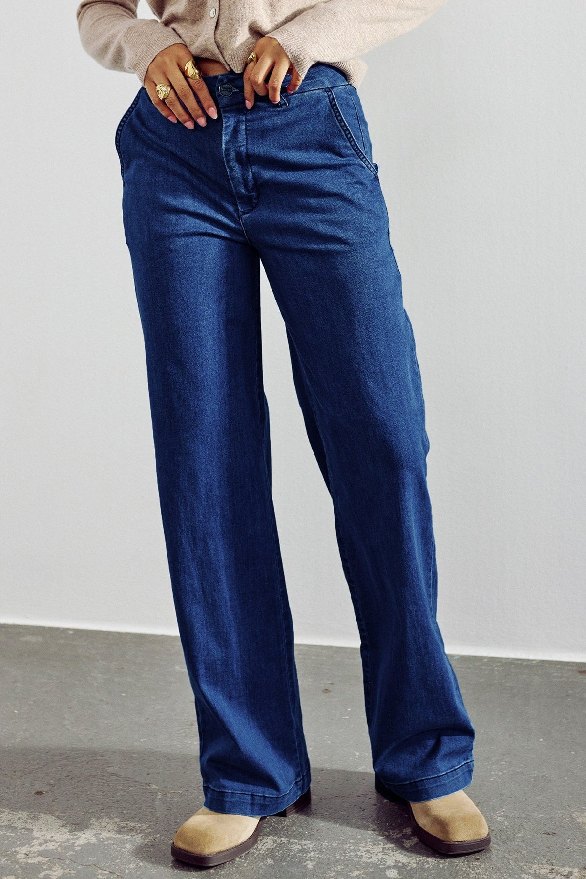 NUAMBER PANTS X LONG MID BLUE - Medium Blue Denim