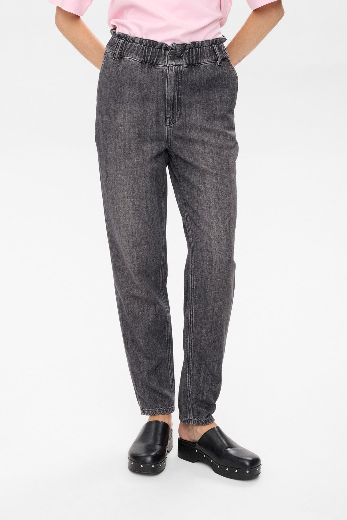 NUSEOUL PAPERBAG JEANS - Medium Grey Denim