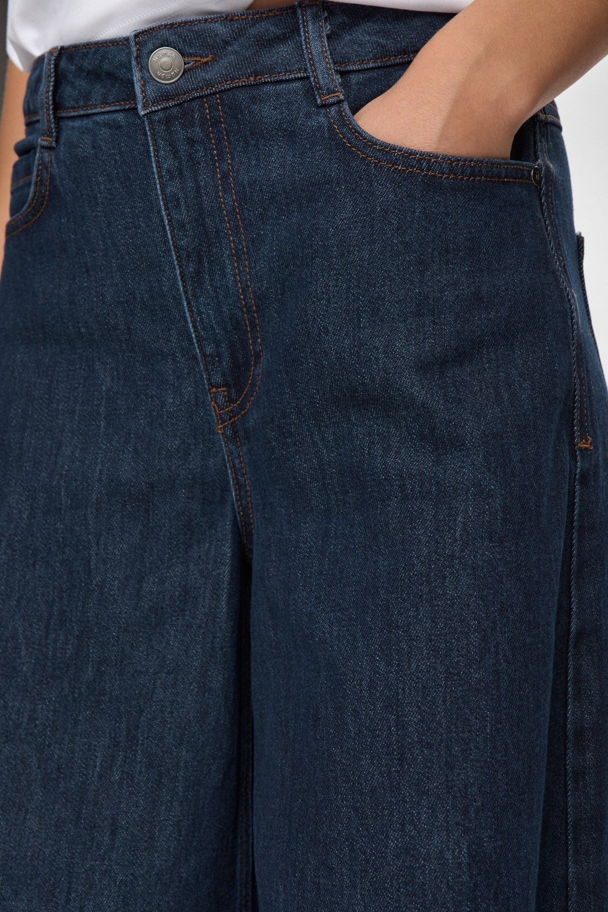 NUVENICE - HR EXTRA WIDE JEANS - Dark Blue Denim 1