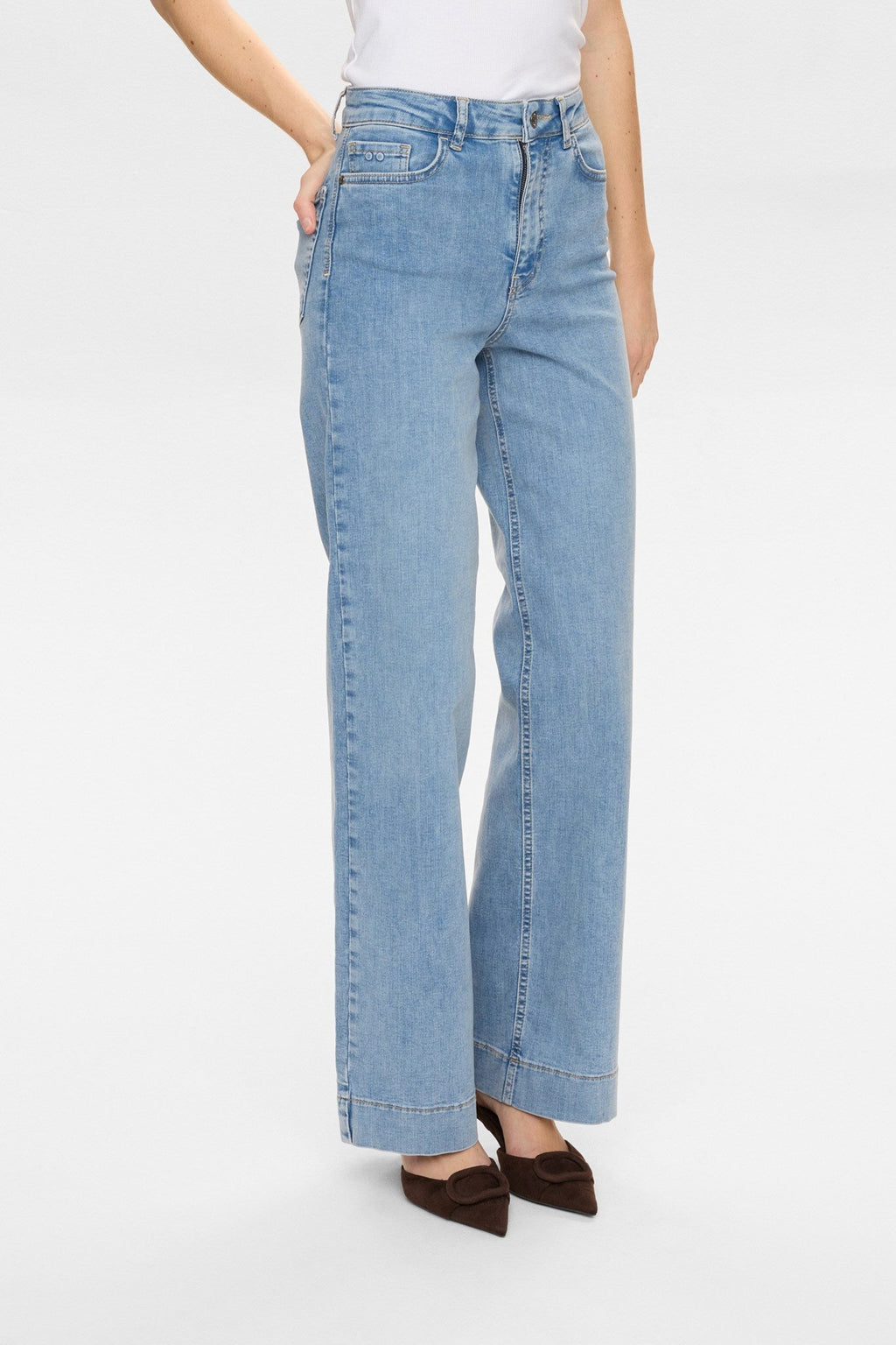 NUPARIS HR WIDE JEANS - P3019 - Light B. Stonewash Denim
