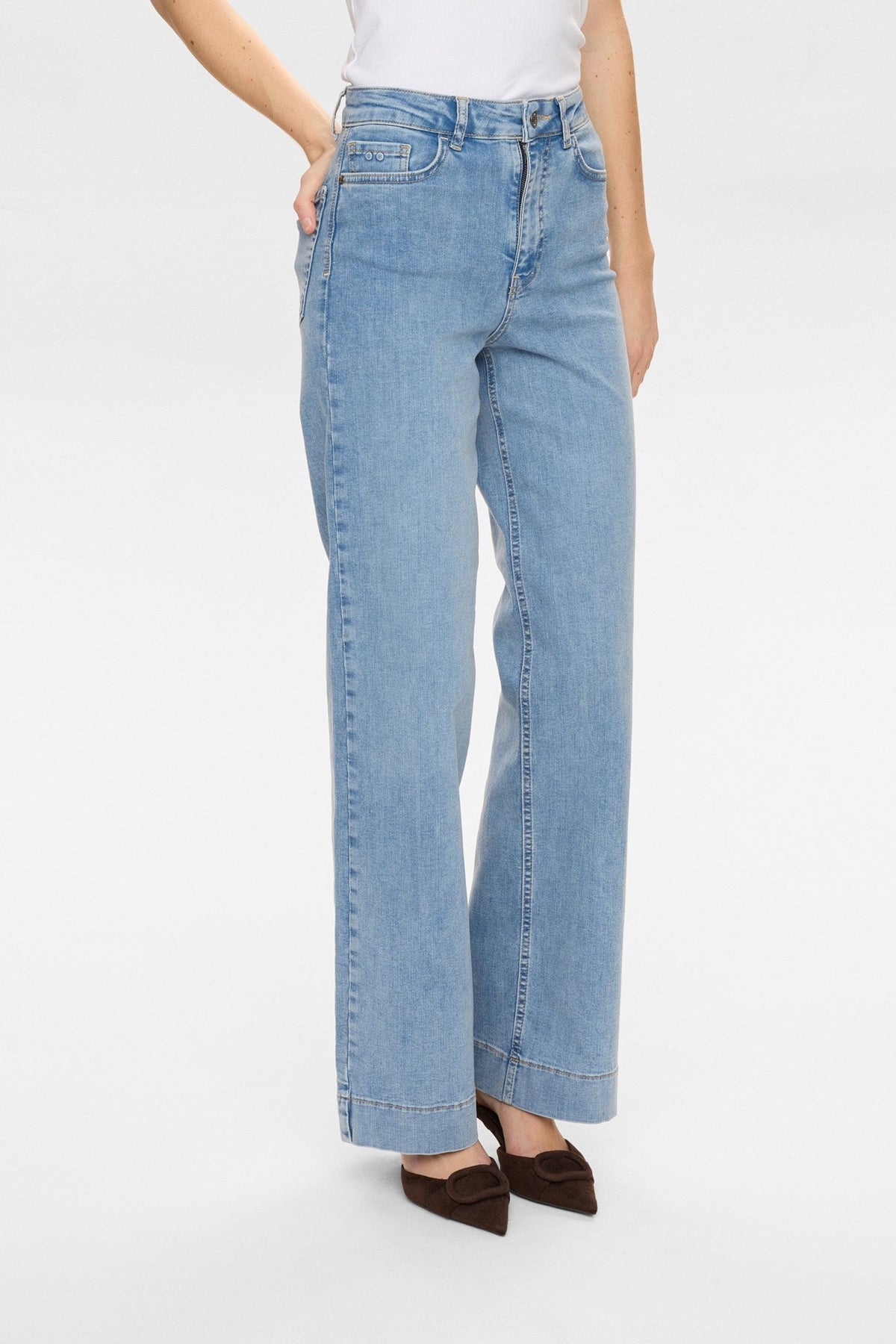 NUPARIS HR WIDE JEANS - P3019 - Light B. Stonewash Denim