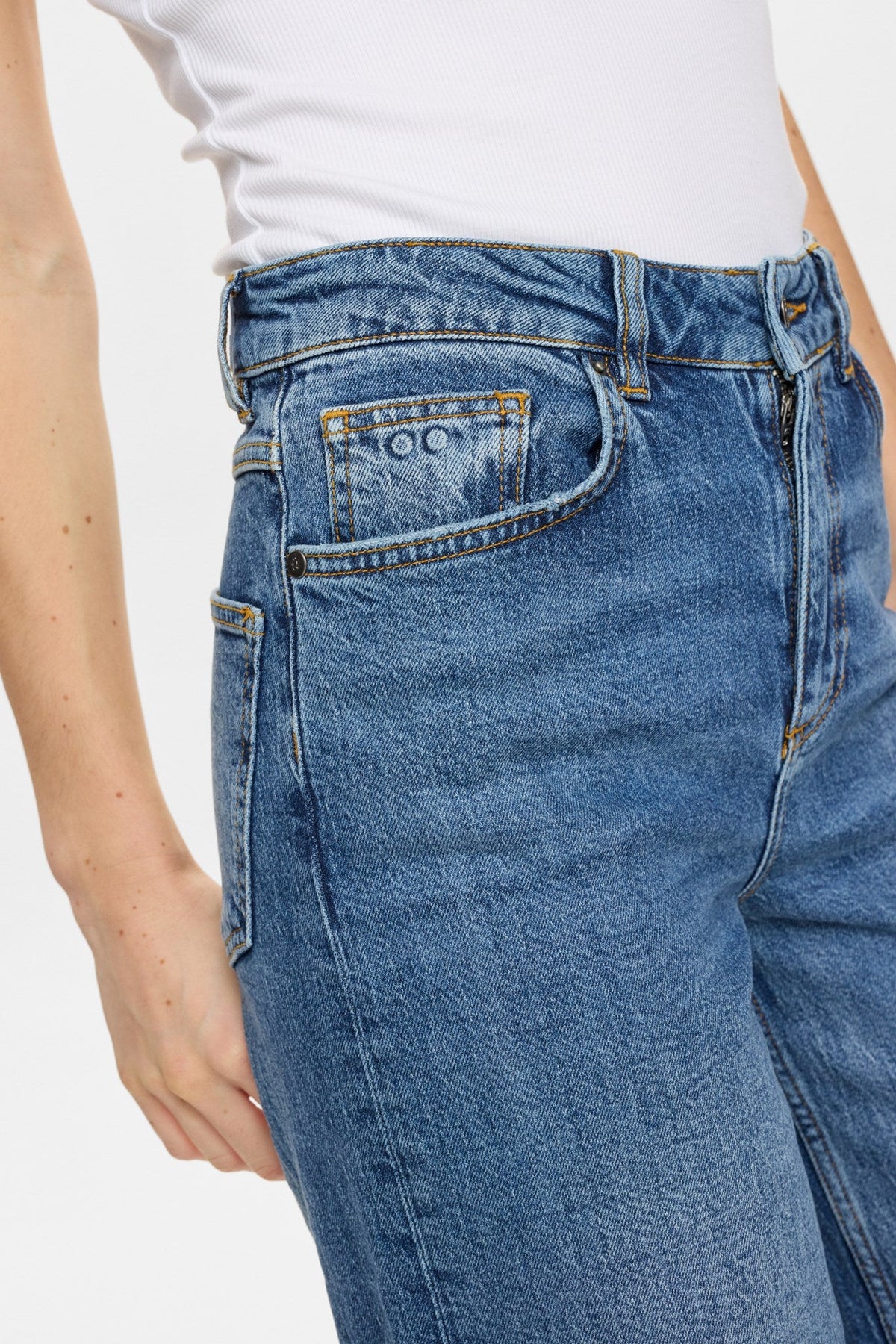 NUPISA HR WIDE JEANS - S3013 - Medium Blue Denim