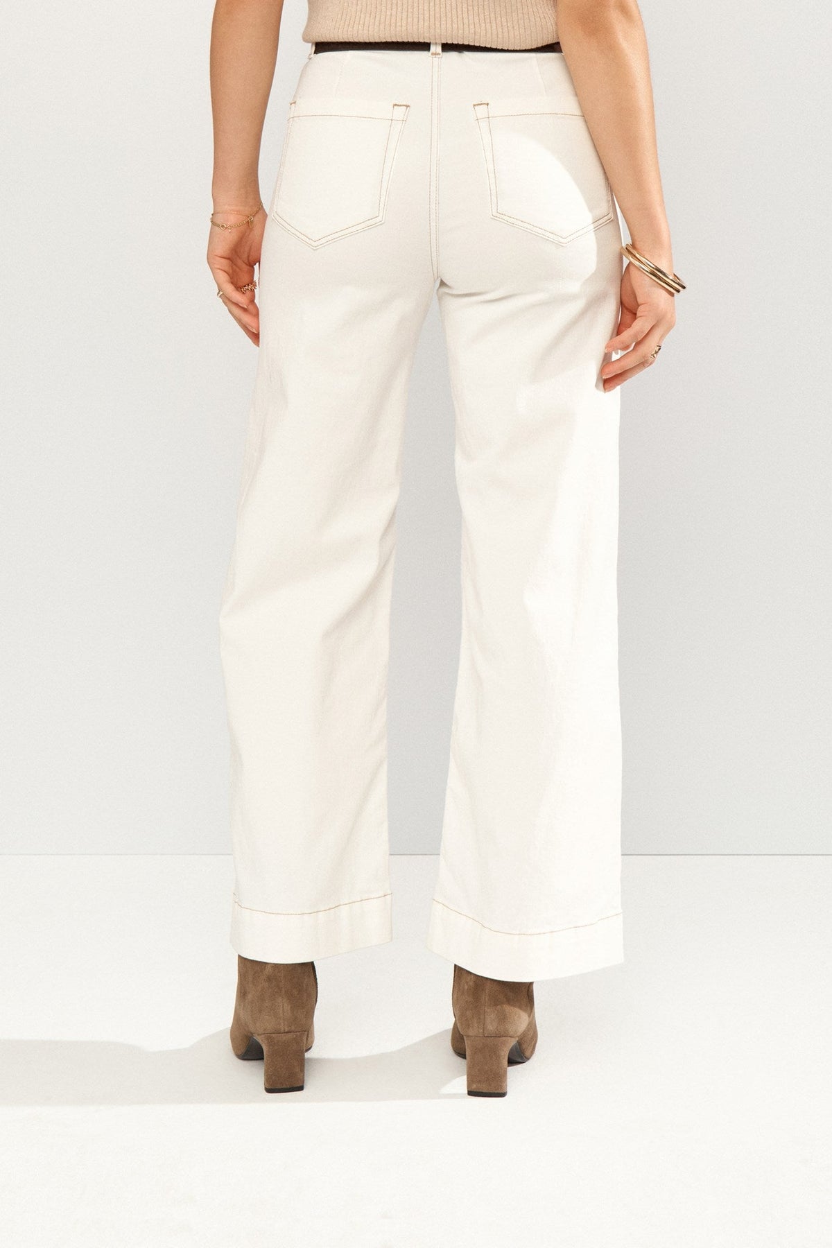 NUPARISAN CROPPED TWILL PANTS - Cloud Dancer