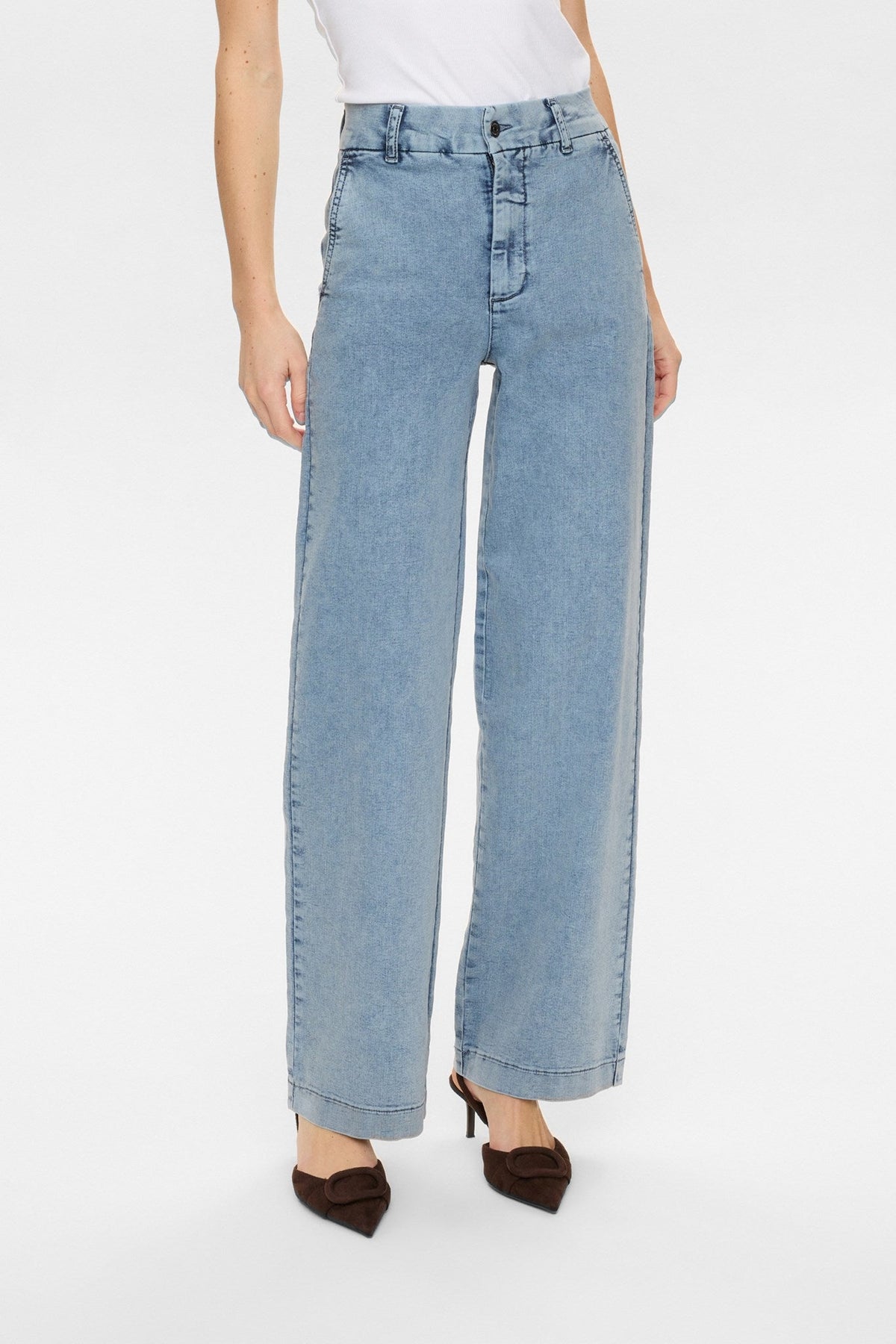 NUAMBER HR WIDE JEANS - R3019 - Light B. Stonewash Denim