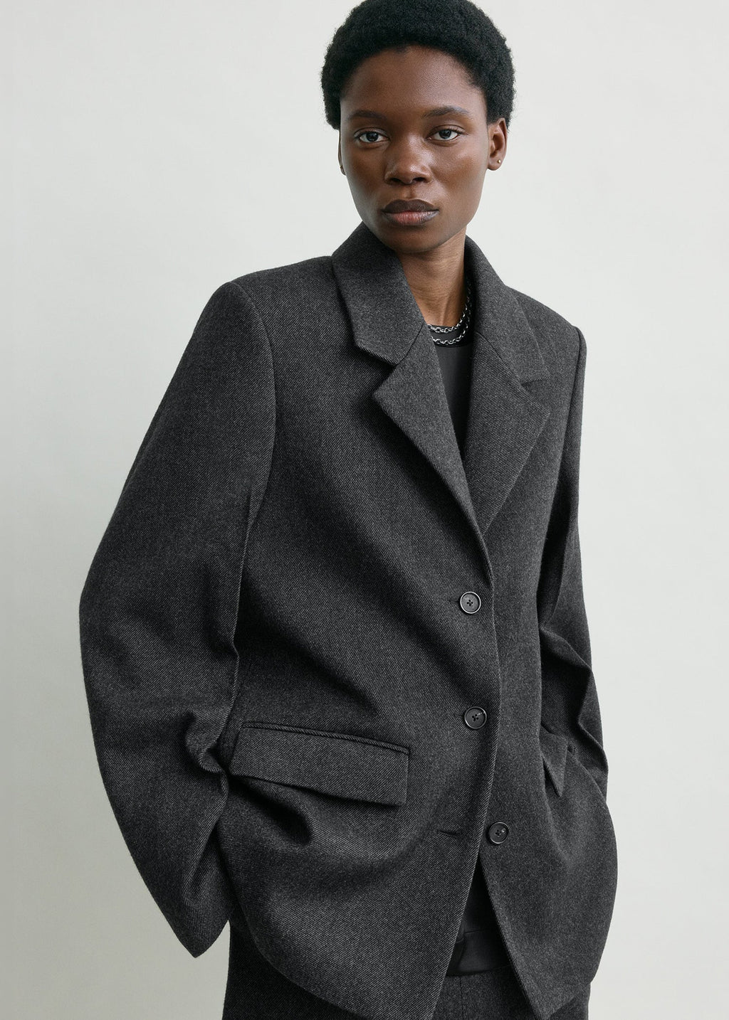 Twill suit jacket charcoal
