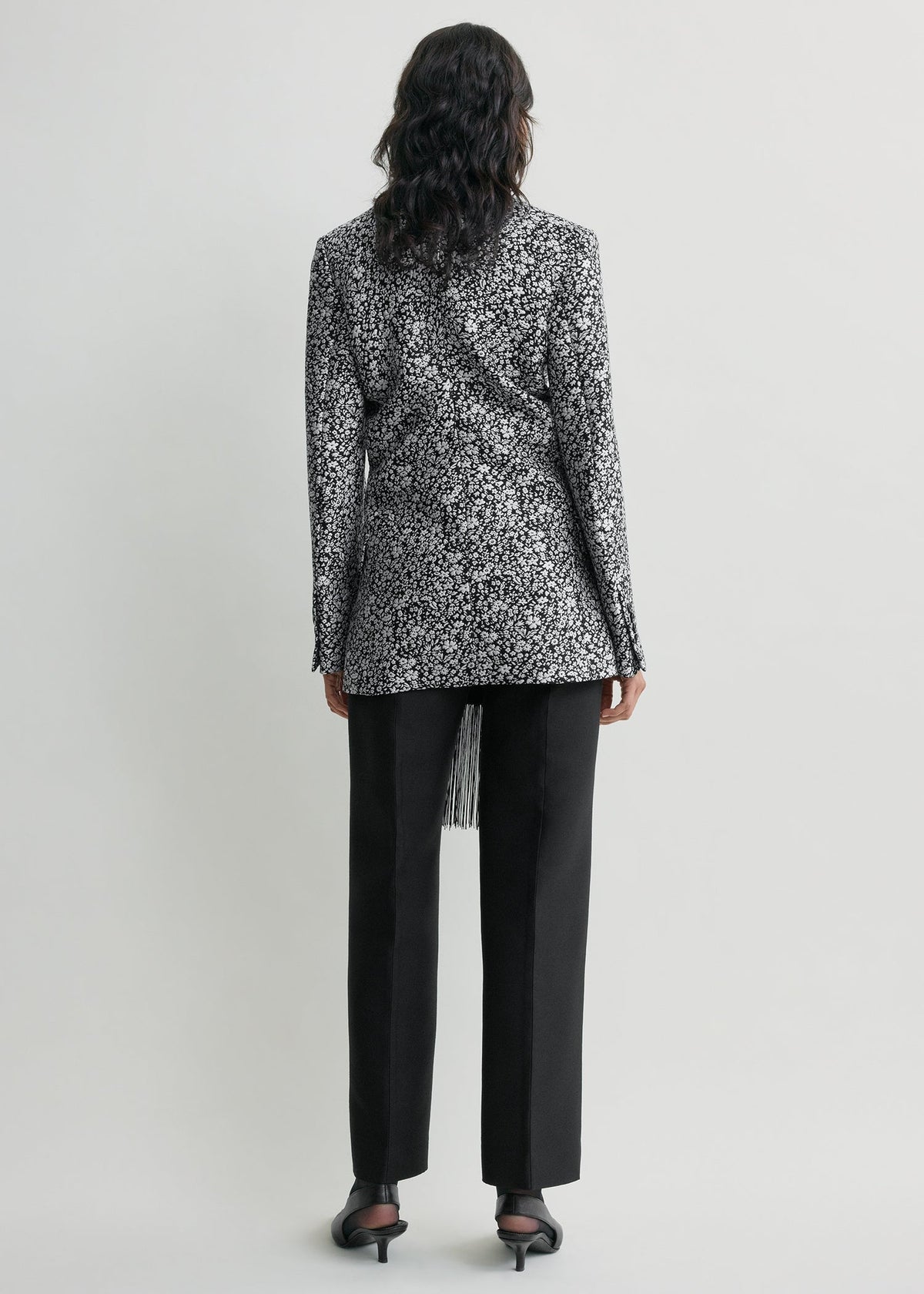 Floral slouch blazer white/black