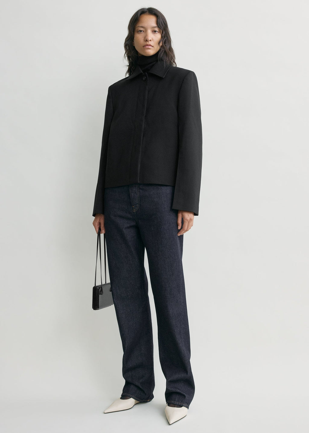 Boxy twill jacket black