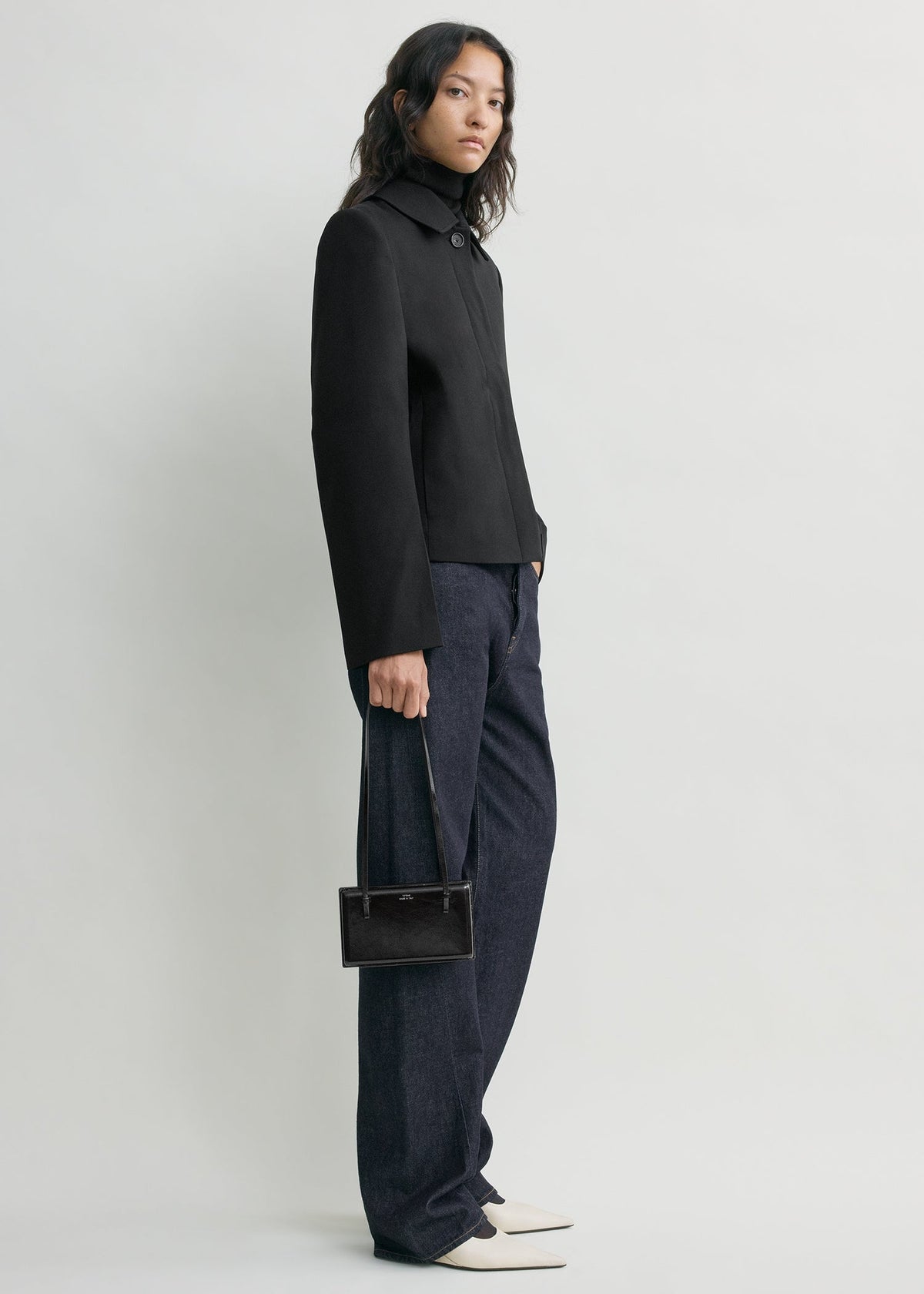 Boxy twill jacket black