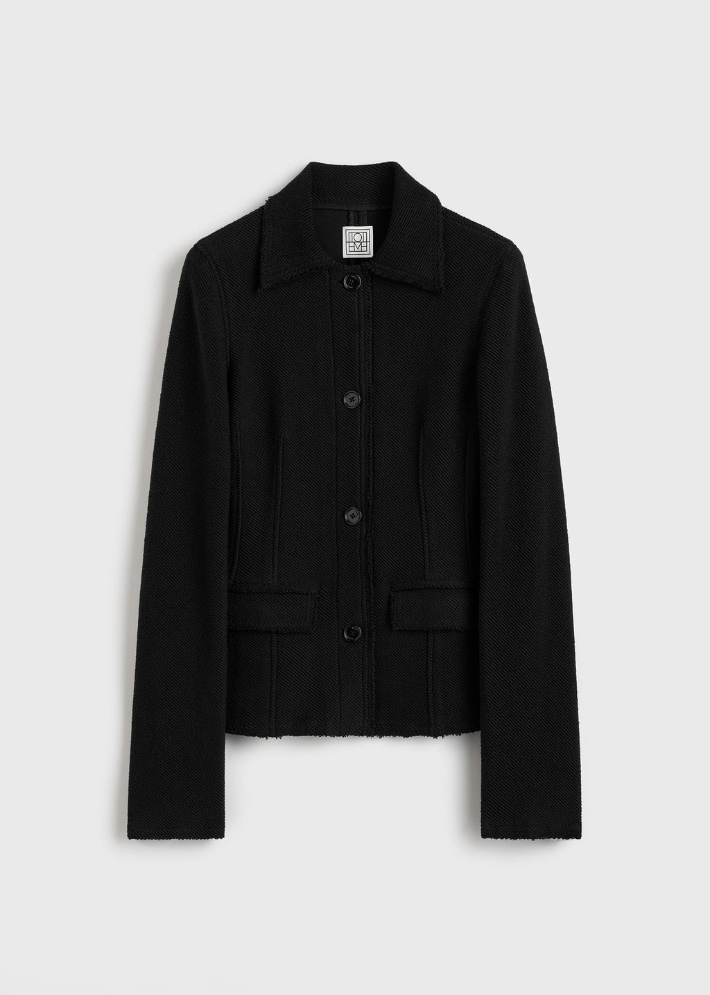 Raw hem cotton jacket black