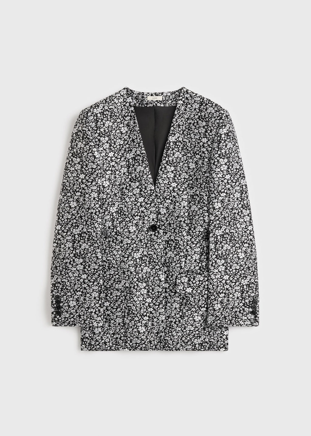 Floral slouch blazer white/black